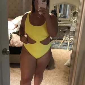 Abercrombie yellow cutout one piece